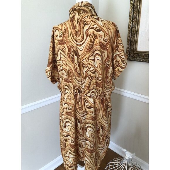 NWT MPH Collection Womens Size 2X Gold Brown Marbled Dress Short Sleeve - Picture 4 of 8